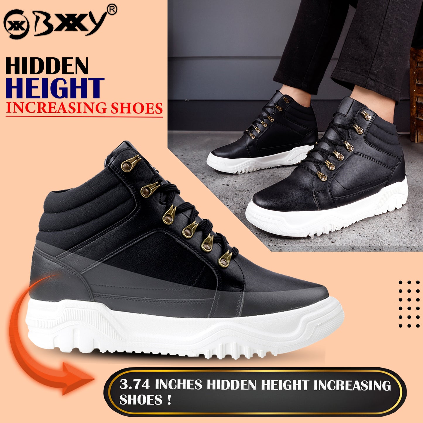 Men's 3.74 (9.5CM) Inches Hidden Height Increasing Shoes