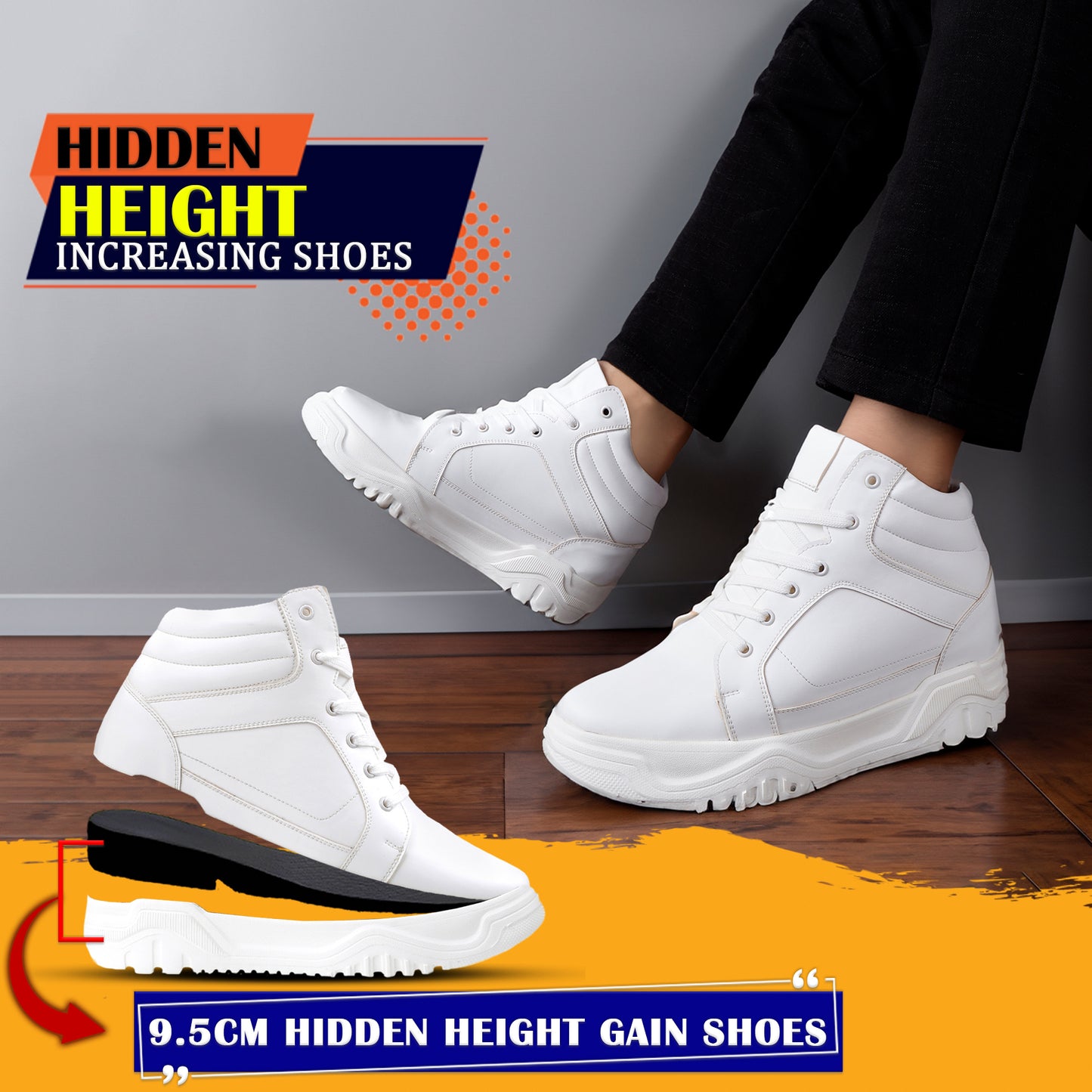 Men's 3.74 (9.5CM) Inches Hidden Height Increasing Shoes