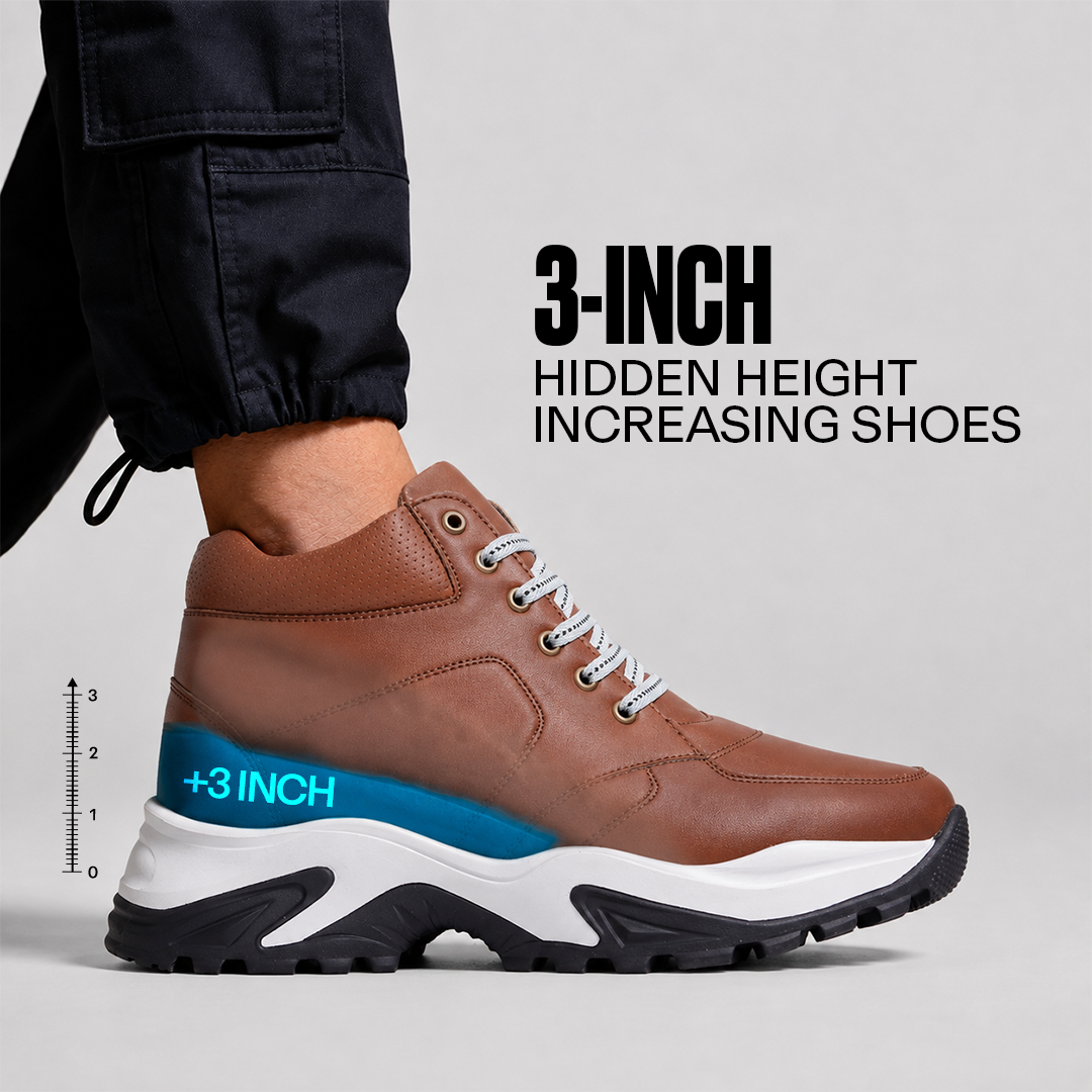 Stylish Lace-Up Shoes Tan - 3-Inch (7.62CM)