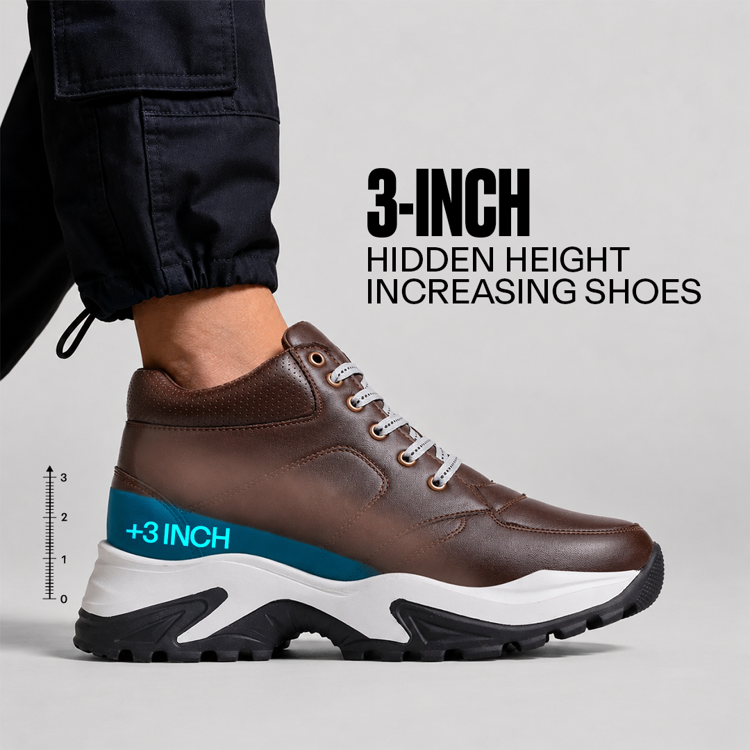 Stylish Lace-Up Shoes Brown- 3-Inch (7.62CM)