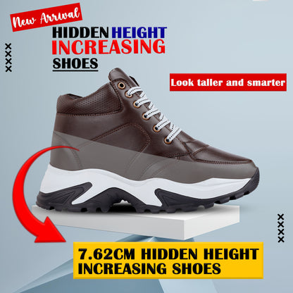 Men's 3 Inch Hidden Height Increasing Stylish Lace-up Boots