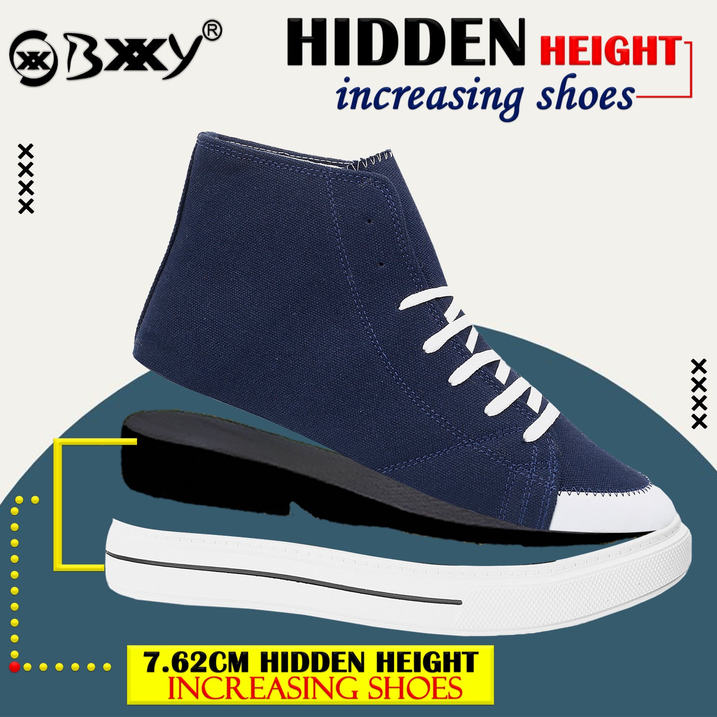 BXXY Premium Elevator Sneakers with 3 Inch Hidden Lift and Everyday Comfort