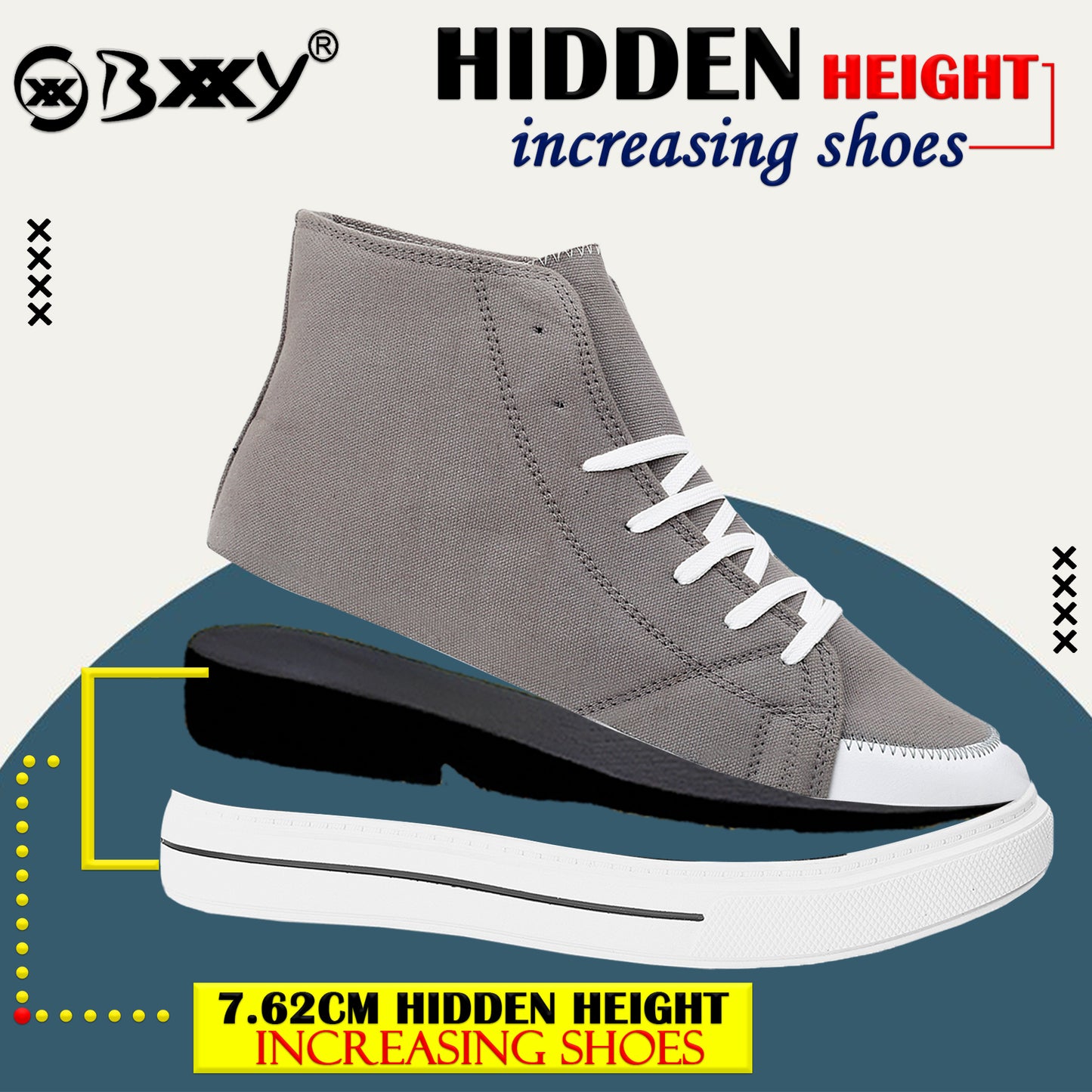 BXXY Premium Elevator Sneakers with 3 Inch Hidden Lift and Everyday Comfort