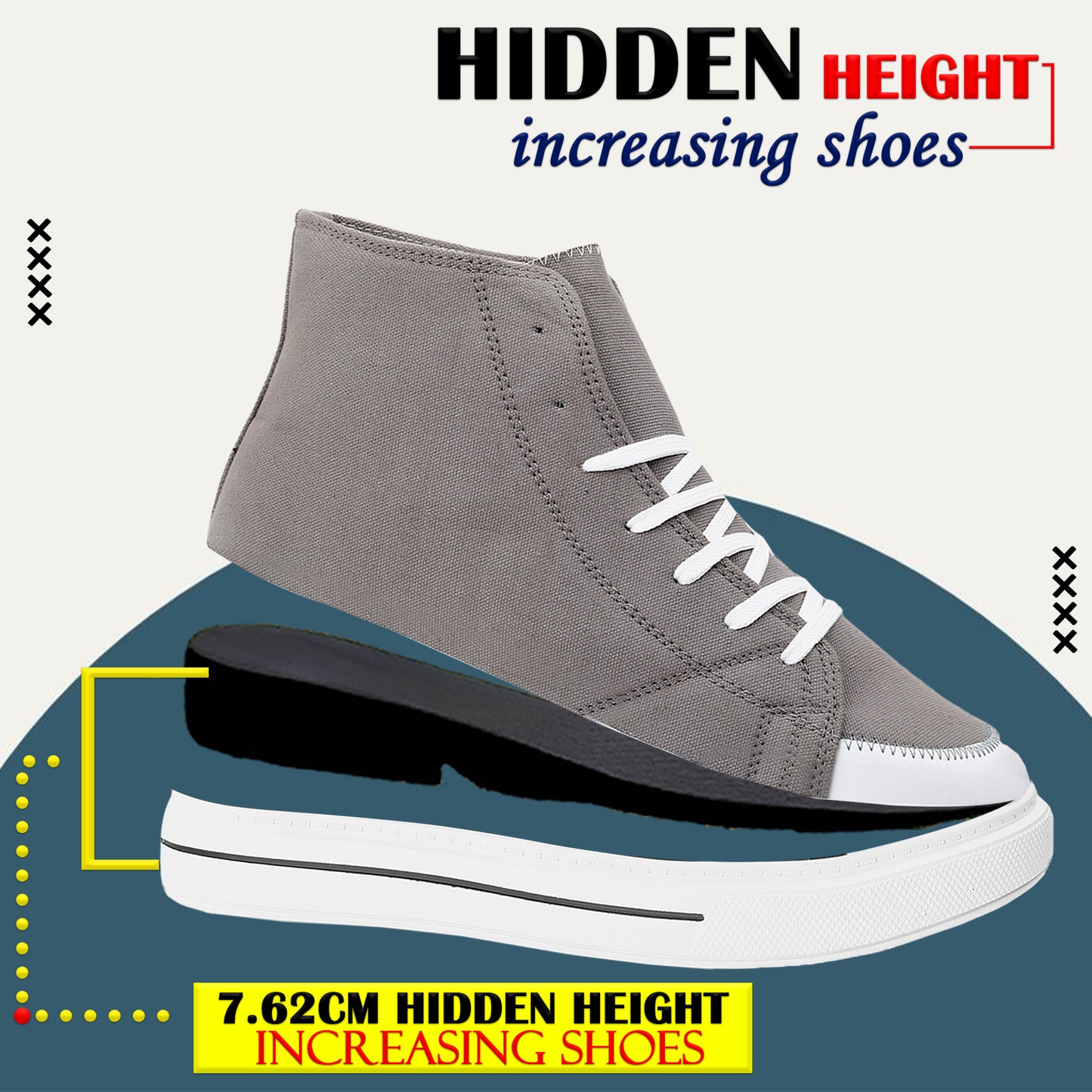 BXXY Premium Elevator Sneakers with 3 Inch Hidden Lift and Everyday Comfort