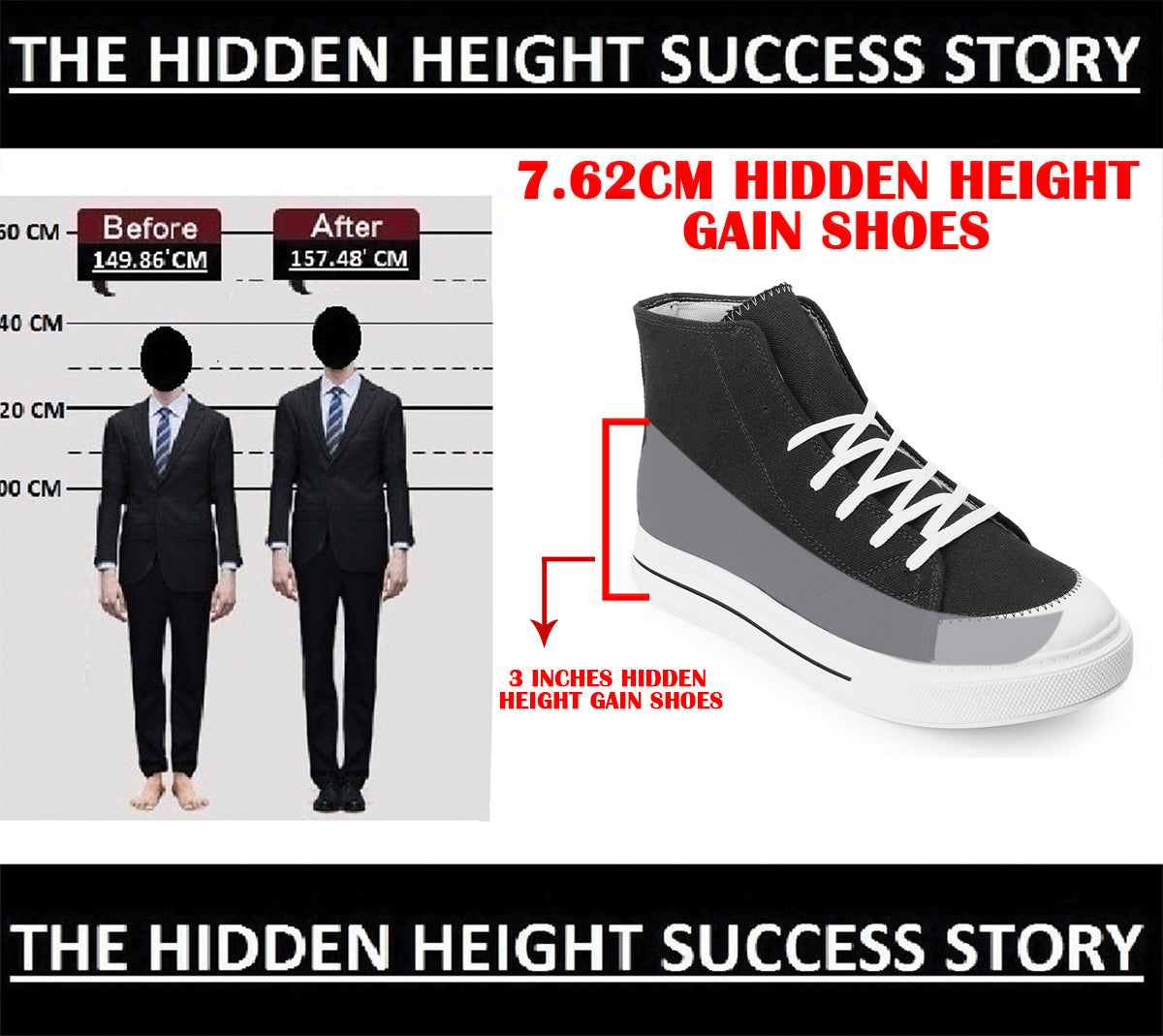 BXXY Premium Elevator Sneakers with 3 Inch Hidden Lift and Everyday Comfort