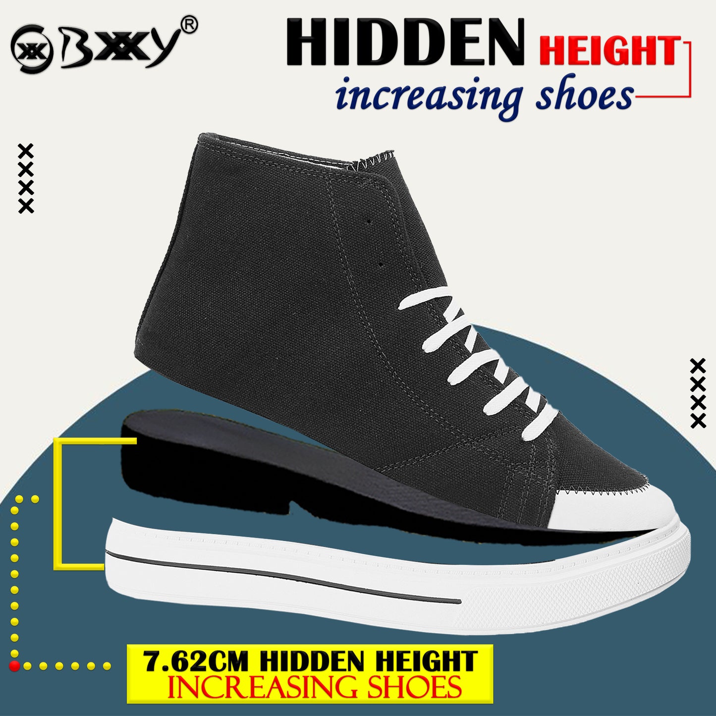 BXXY Premium Elevator Sneakers with 3 Inch Hidden Lift and Everyday Comfort