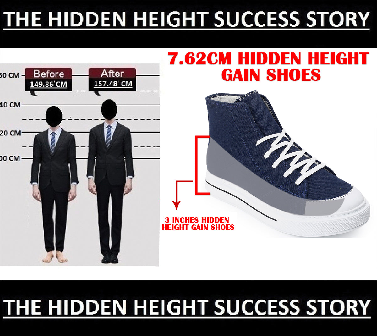 BXXY Premium Elevator Sneakers with 3 Inch Hidden Lift and Everyday Comfort