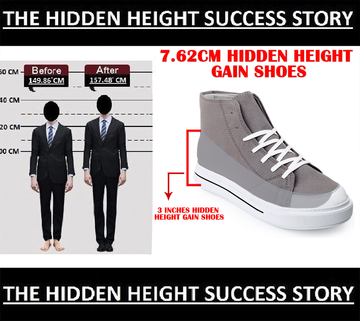 BXXY Premium Elevator Sneakers with 3 Inch Hidden Lift and Everyday Comfort