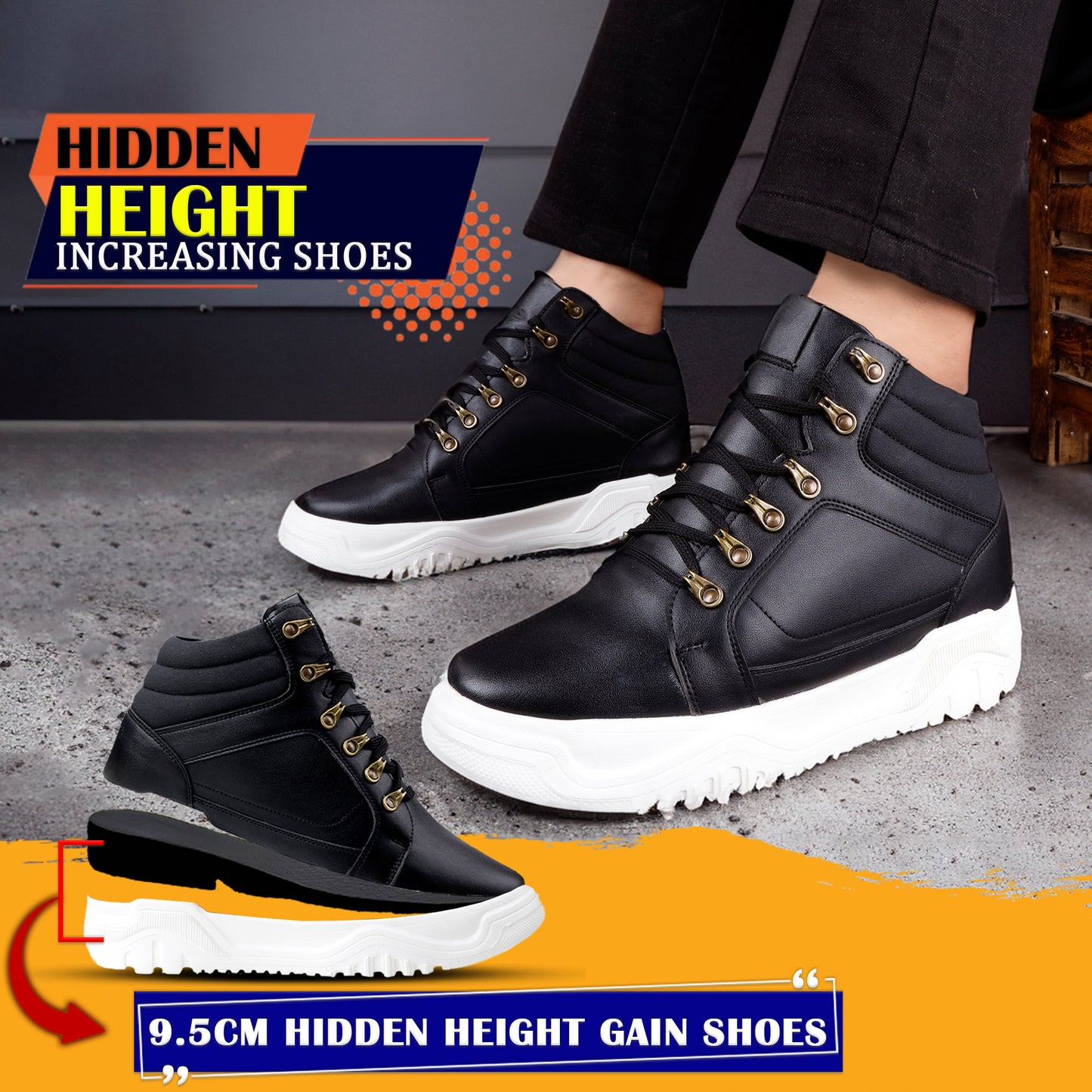 Men's 3.74 (9.5CM) Inches Hidden Height Increasing Shoes