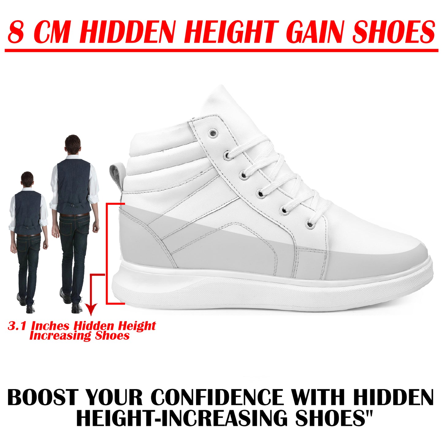 Men's 3.1 Inches Hidden Height Increasing Boots