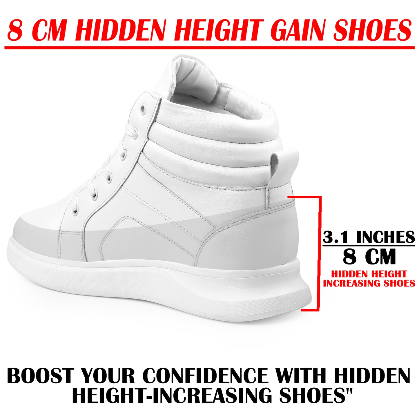 Men's 3.1 Inches Hidden Height Increasing Boots