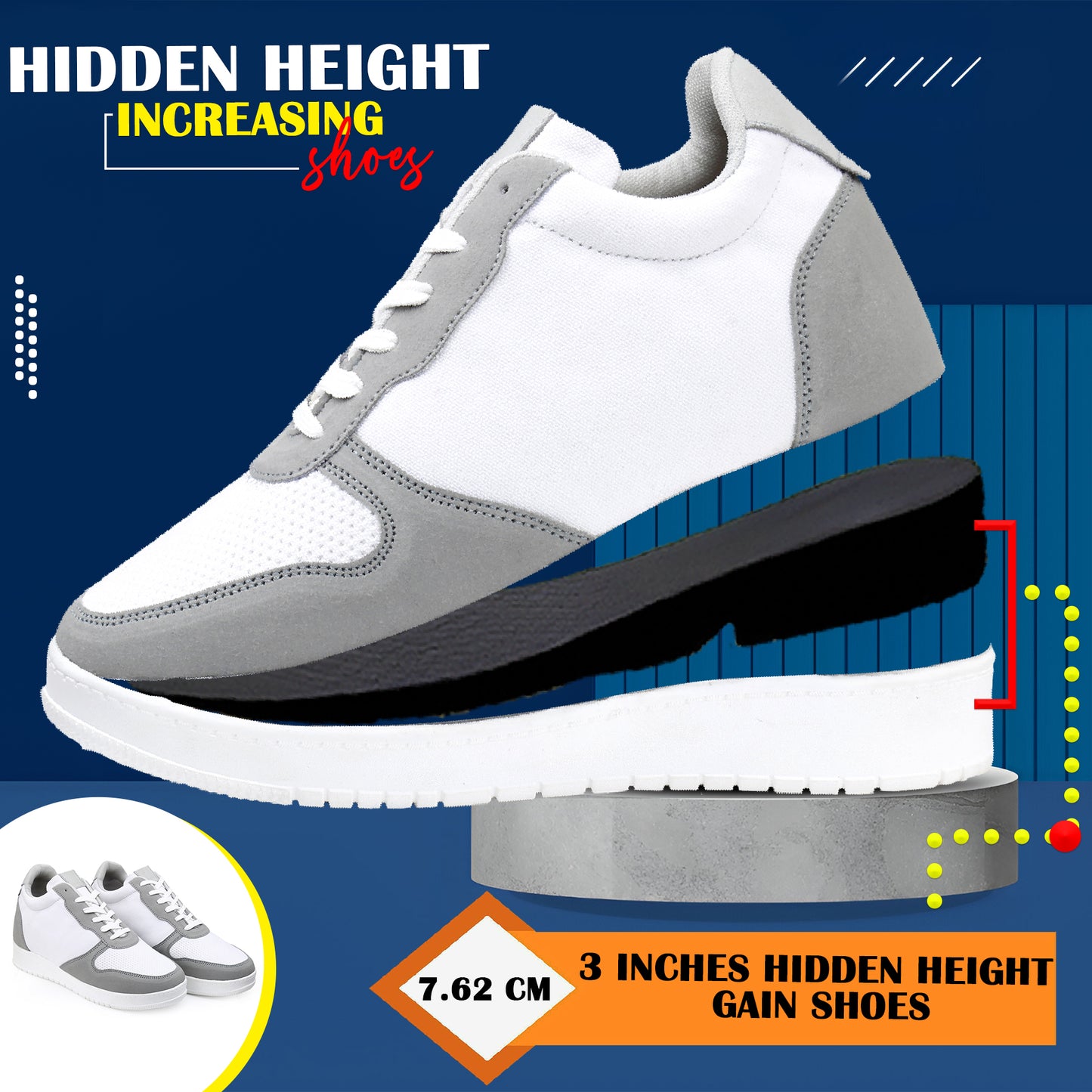 Men's 3 Inch Hidden Height Increasing Shoes