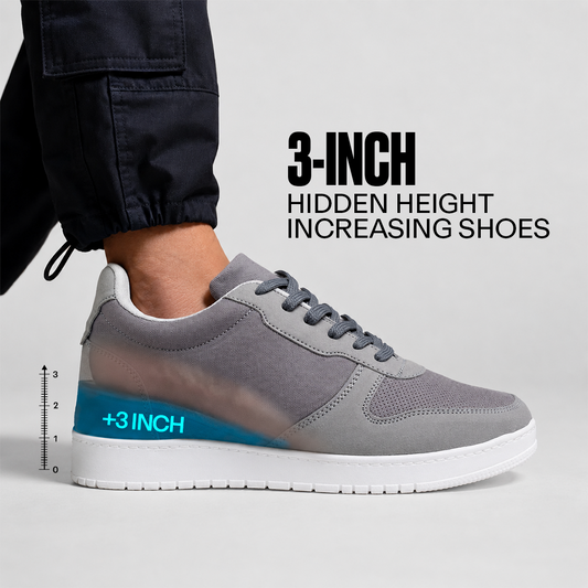 Men's 3 Inch Hidden Height Increasing Shoes - Gray