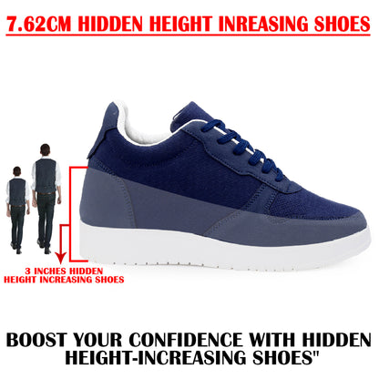 Men's 3-Inch Height Increase Sneakers with Hidden Heels