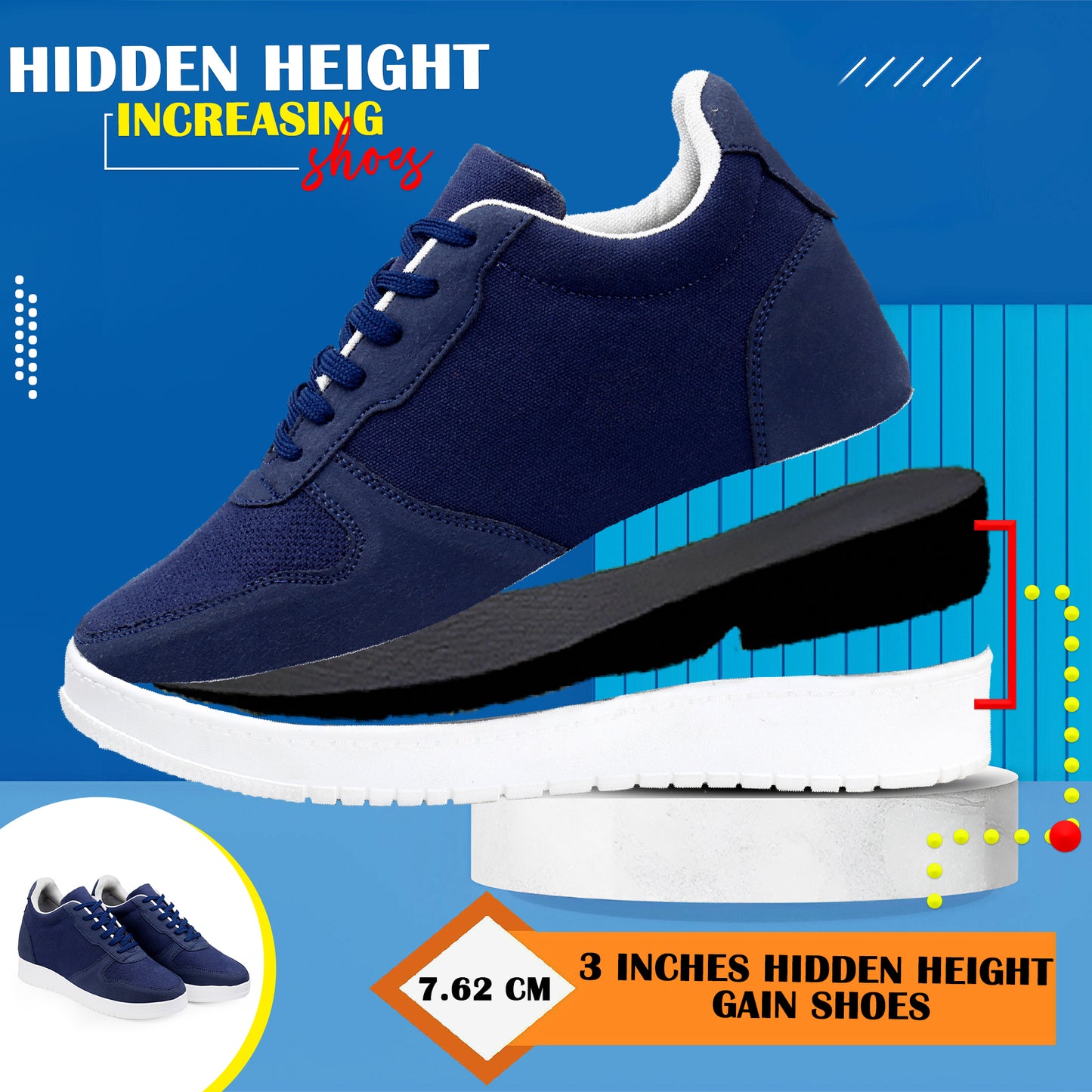 Bxxy 3 Inch Hidden Height sports Shoes