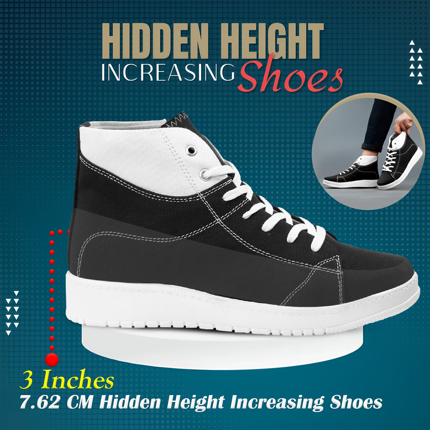Men's 3 Inch Hidden Height Increasing shoes