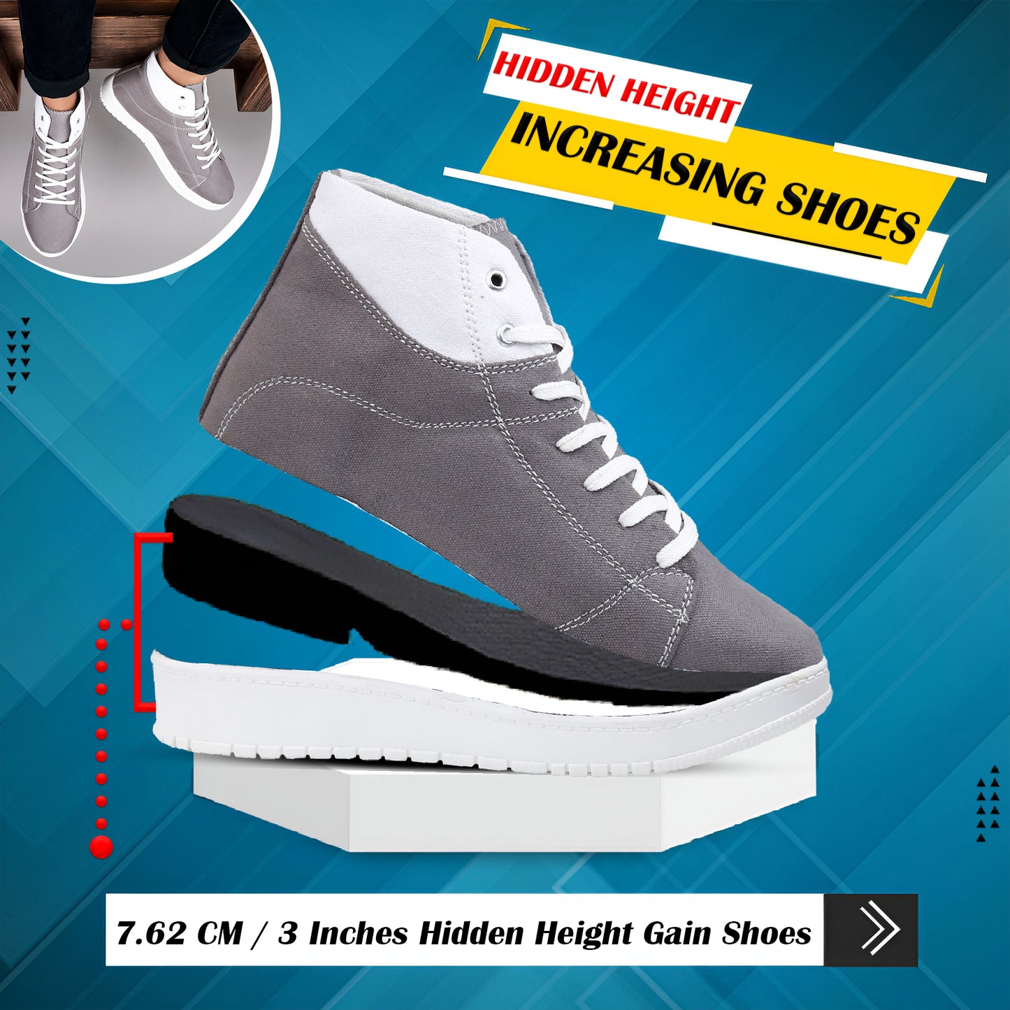 BXXY Mens Canvas High Top Sneakers Lightweight & Stylish