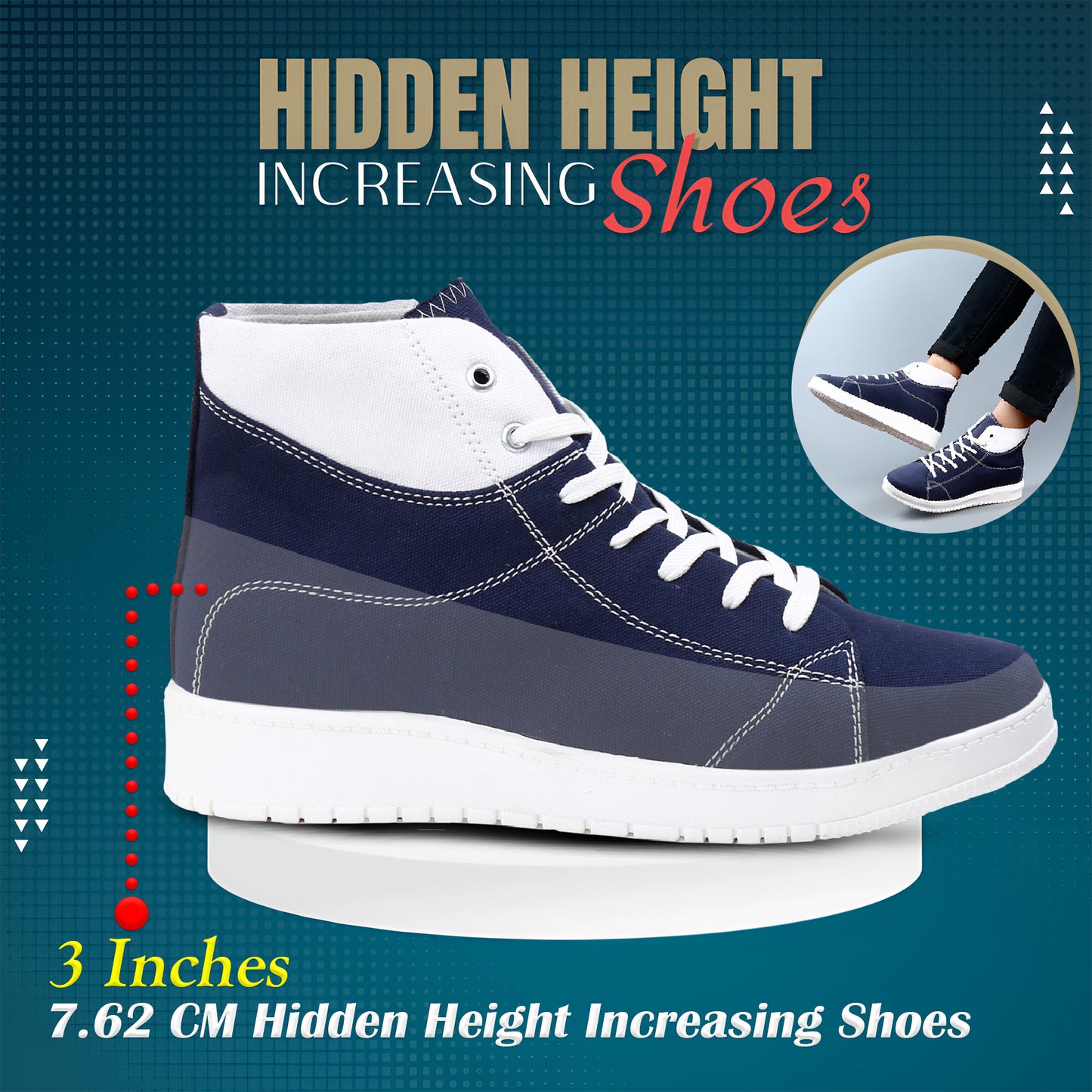 Men's 3 Inch Hidden Height Increasing shoes