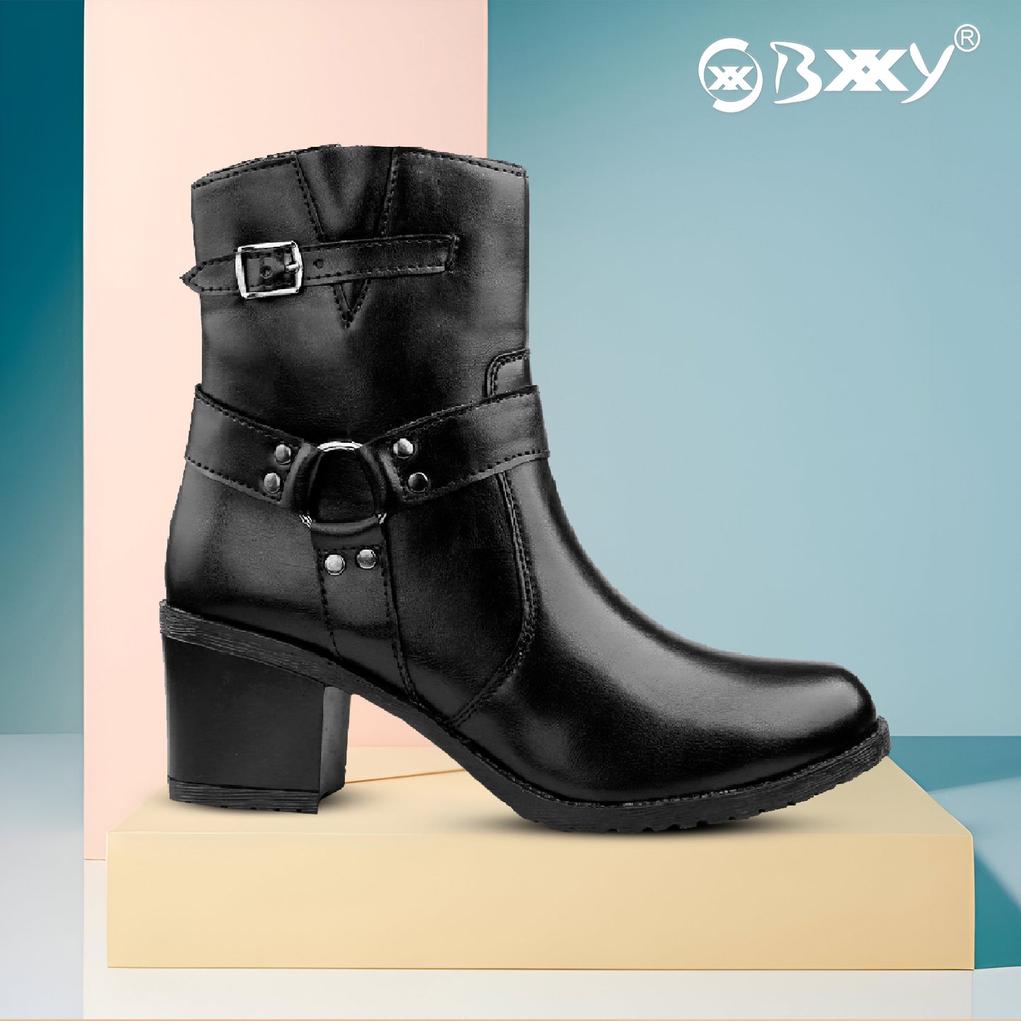 Elegant Black Vegan Ankle Zipper Boots for Women