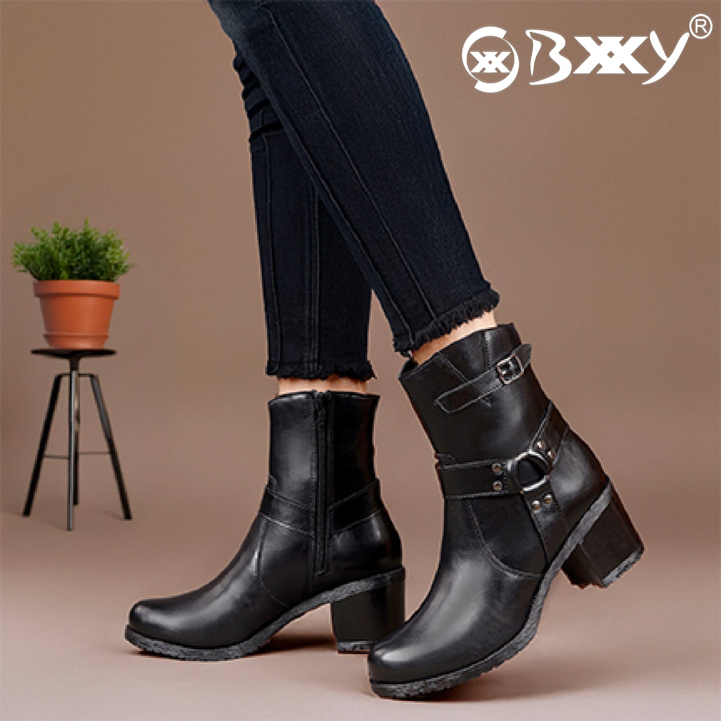 Elegant Black Vegan Ankle Zipper Boots for Women