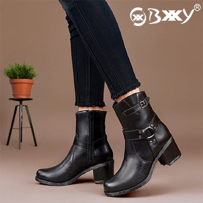 Elegant Black Vegan Ankle Zipper Boots for Women