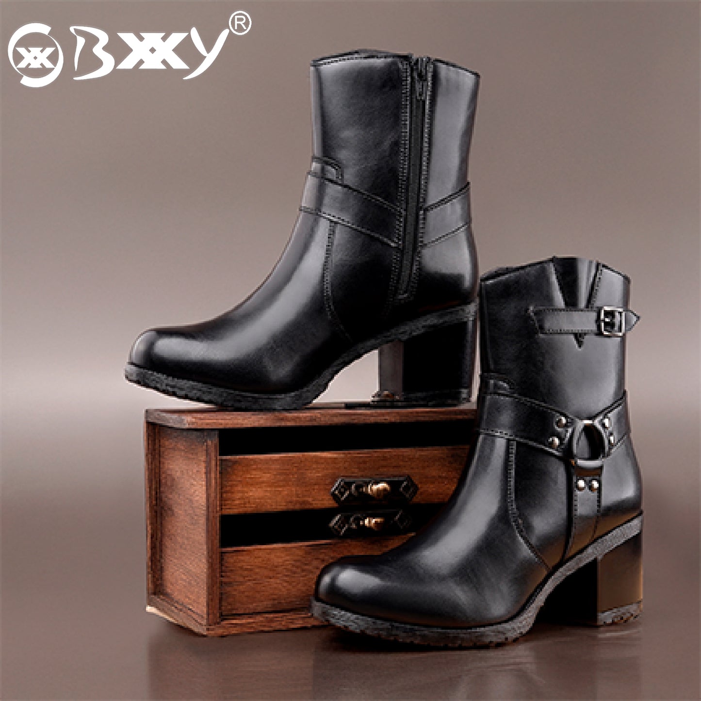 Elegant Black Vegan Ankle Zipper Boots for Women