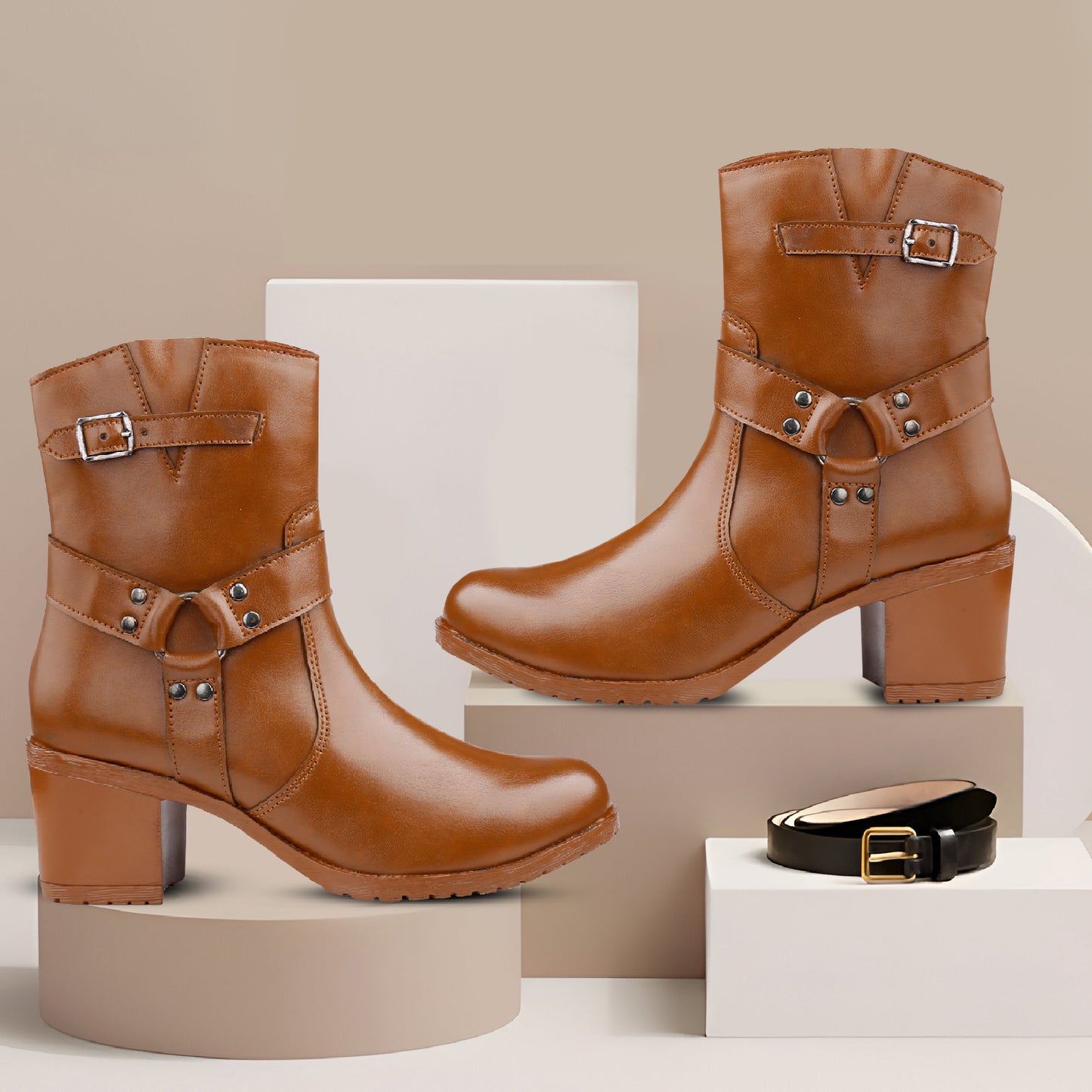 Elegant Black Vegan Ankle Zipper Boots for Women