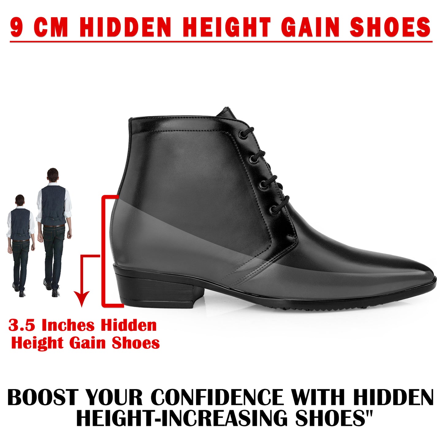BXXY Men’s Elevator Formal Boots – Gain 3.5 Inches Height.