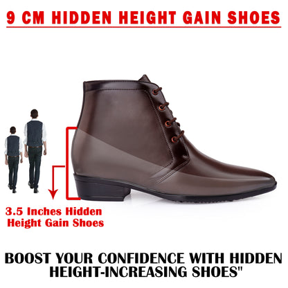 BXXY Men's 3.5 Inches Hidden Height Increasing Formal Lace-up Boot