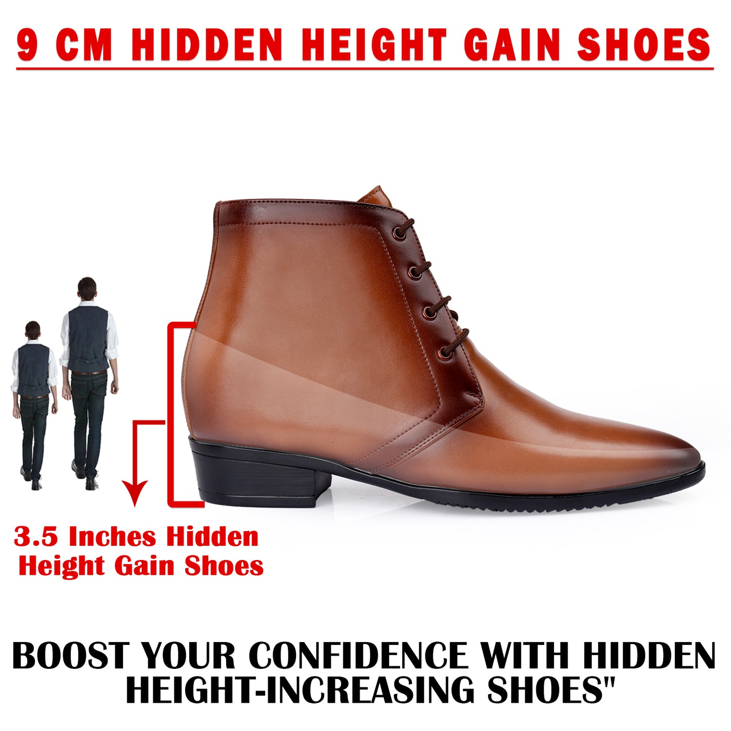 BXXY Men’s Elevator Formal Boots – Gain 3.5 Inches Height.