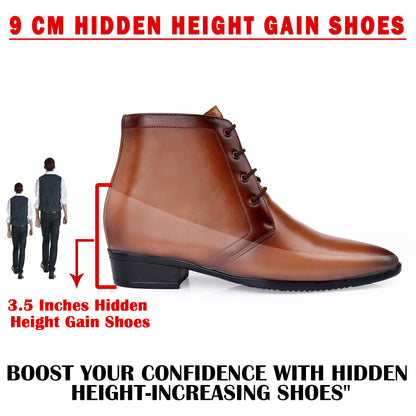 BXXY Men's 3.5 Inches Hidden Height Increasing Formal Lace-up Boot