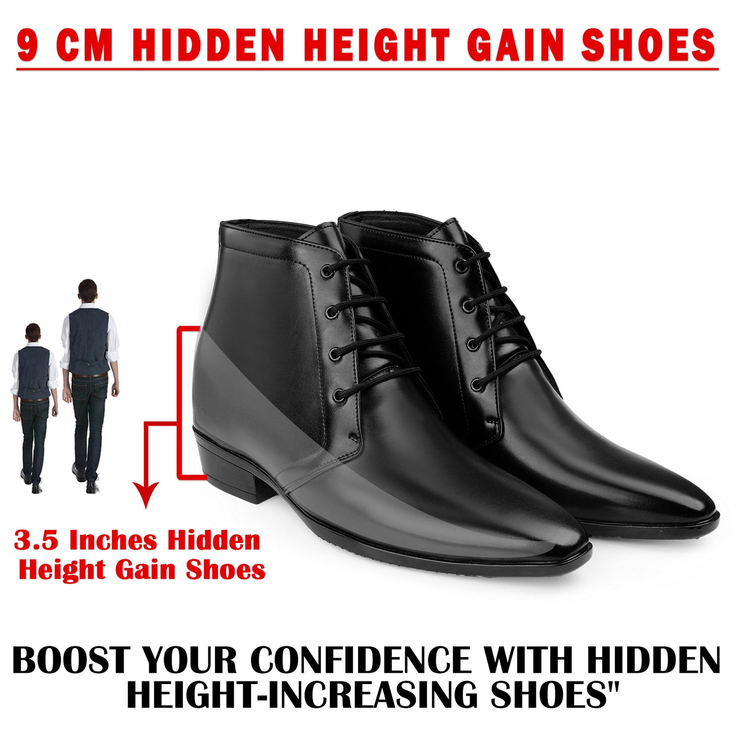 BXXY Men’s Elevator Formal Boots – Gain 3.5 Inches Height.