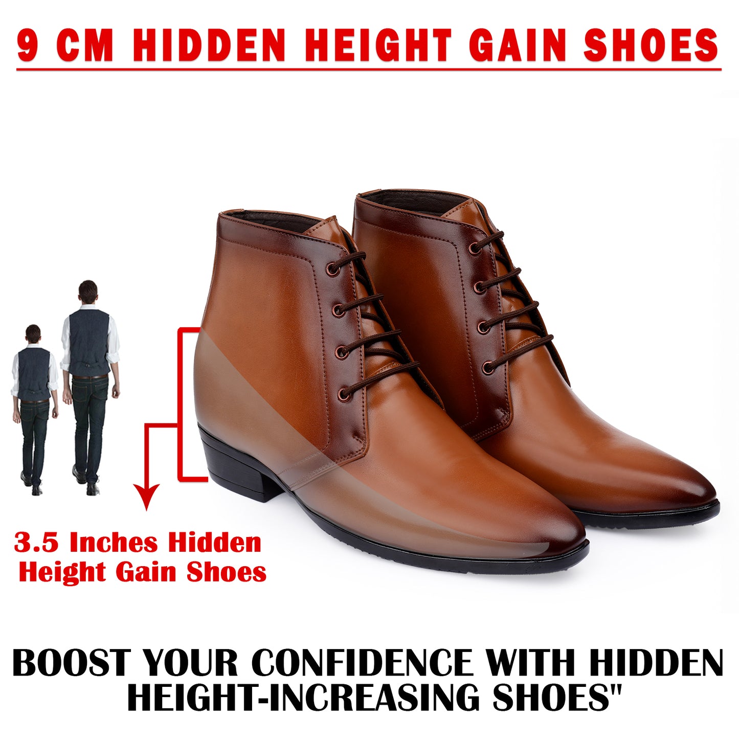 BXXY Men’s Elevator Formal Boots – Gain 3.5 Inches Height.