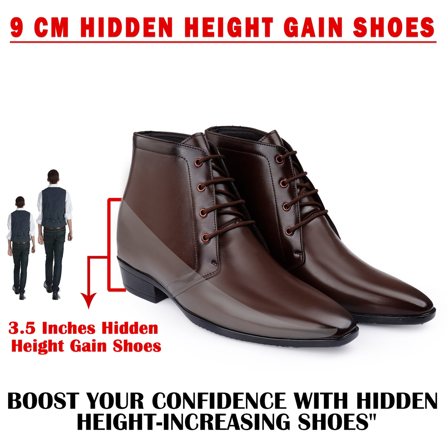 BXXY Men’s Elevator Formal Boots – Gain 3.5 Inches Height.