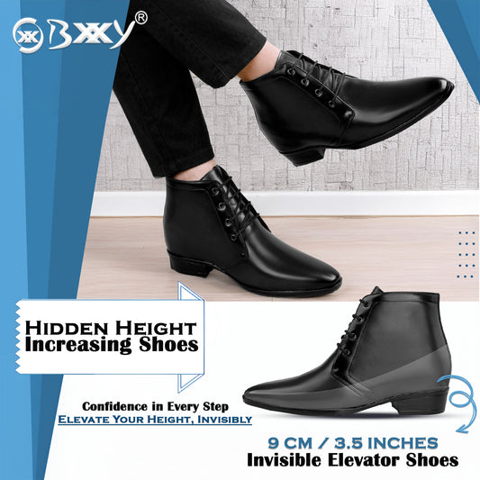 BXXY Men's 3.5 Inches Hidden Height Increasing Formal Lace-up Boot