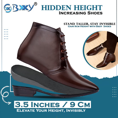 BXXY Men's 3.5 Inches Hidden Height Increasing Formal Lace-up Boot