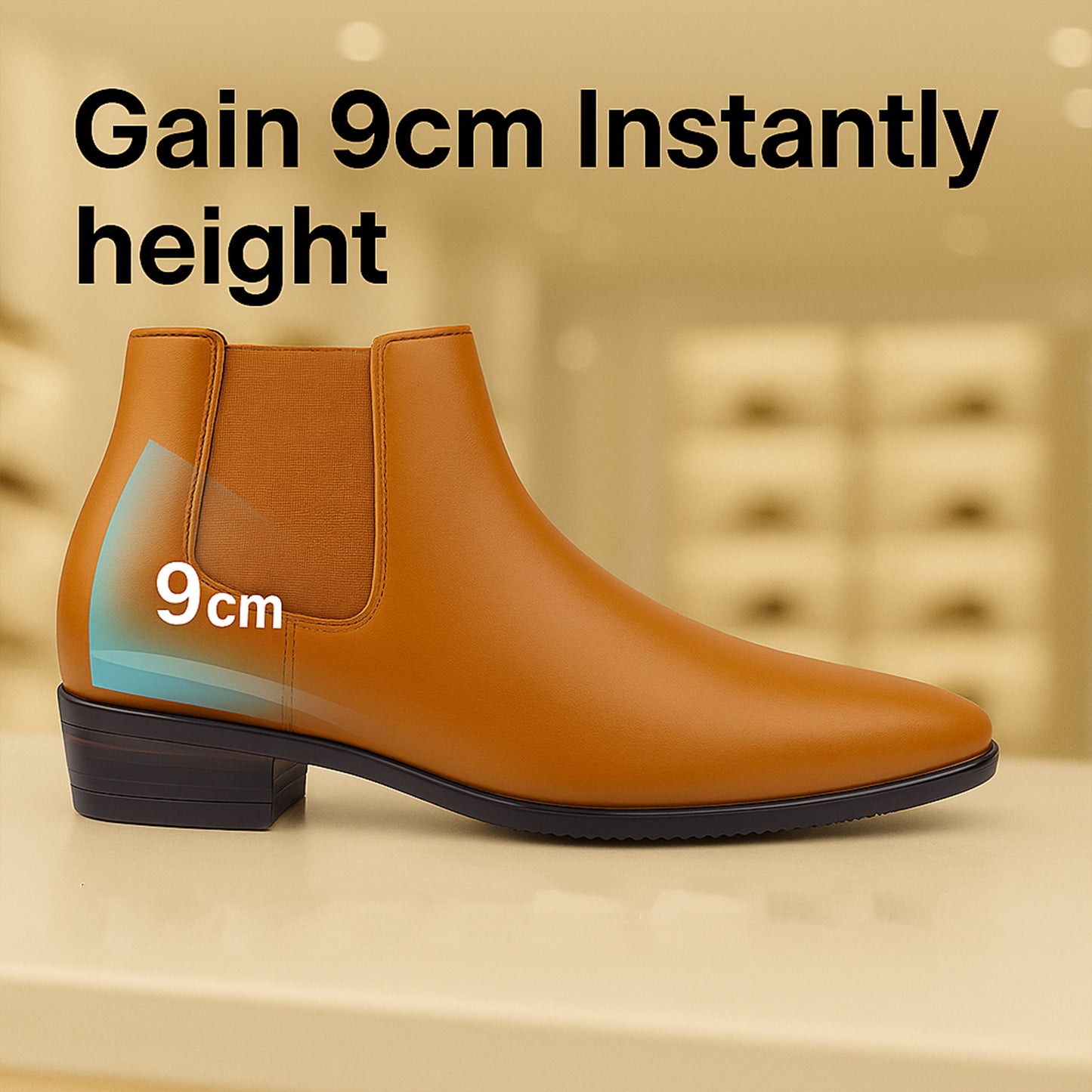Invisible Heel Lift Chelsea Boots – Men’s 3.5” (9CM) Height Increase Dress Boots