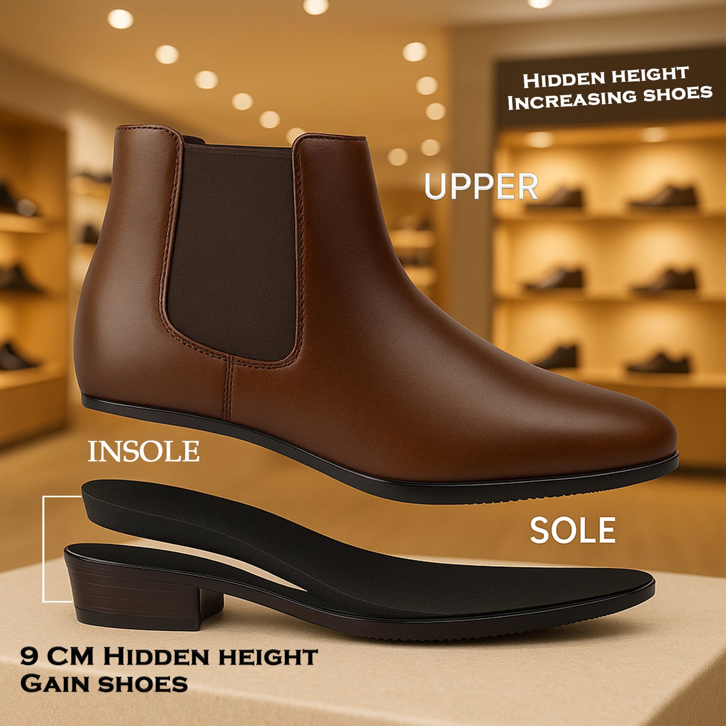 BXXY Elevator Boots for Men Hidden Height Gain upto 3.5 Inch