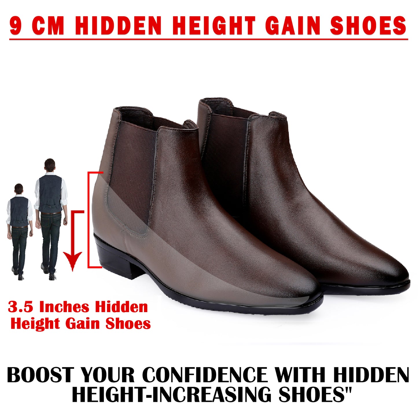 BXXY Elevator Boots for Men Hidden Height Gain upto 3.5 Inch