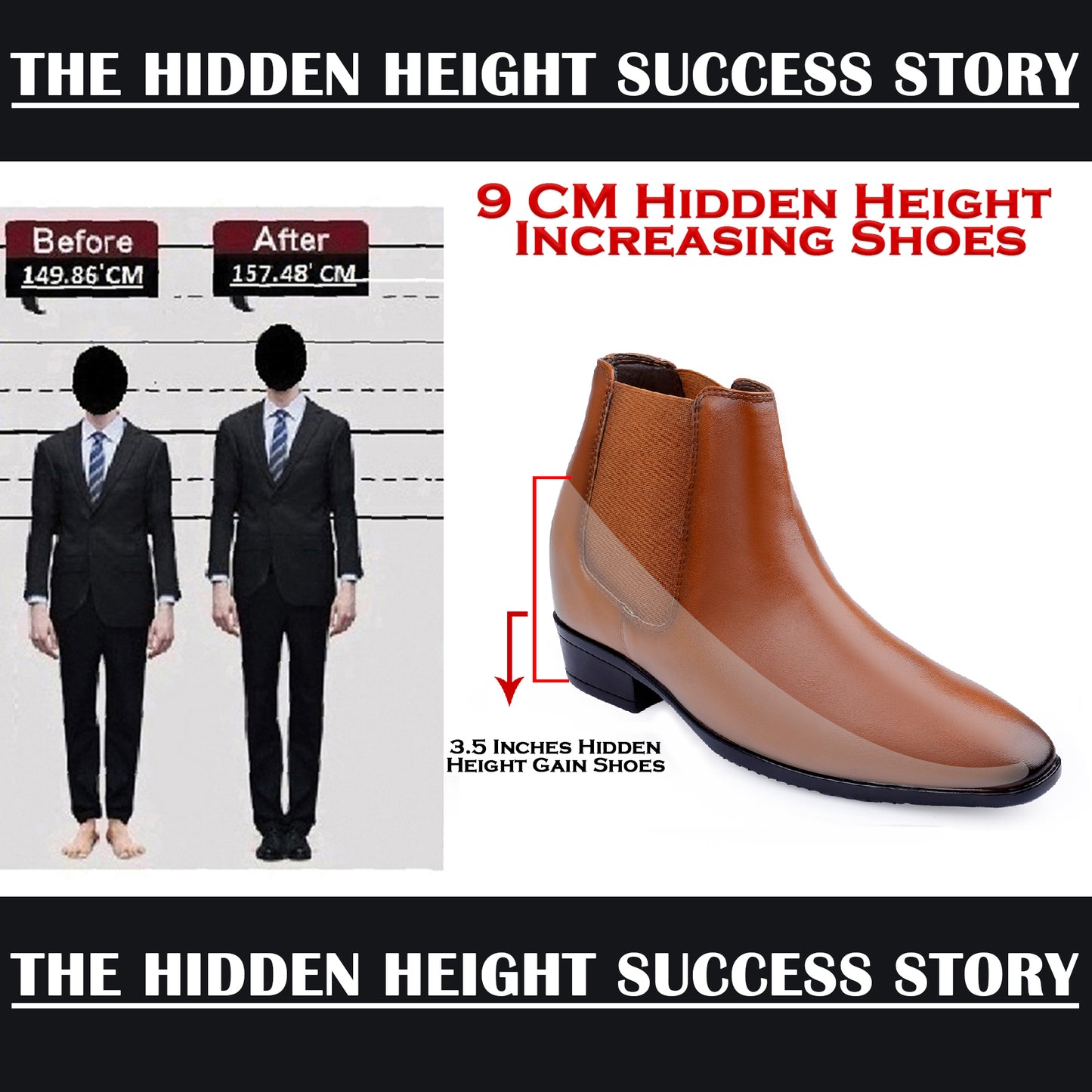 BXXY Elevator Boots for Men Hidden Height Gain upto 3.5 Inch