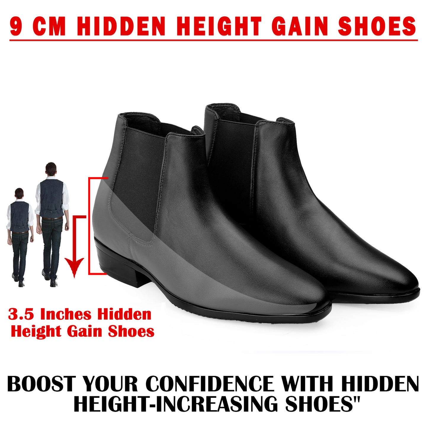BXXY Elevator Boots for Men Hidden Height Gain upto 3.5 Inch