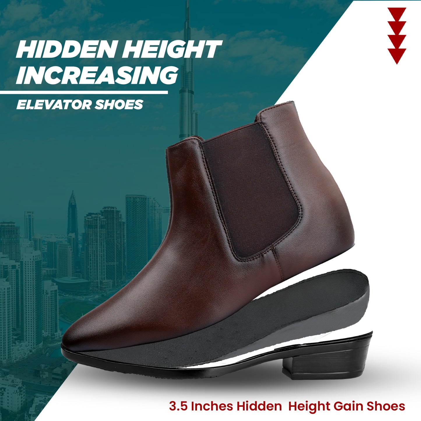 BXXY Elevator Boots for Men Hidden Height Gain upto 3.5 Inch