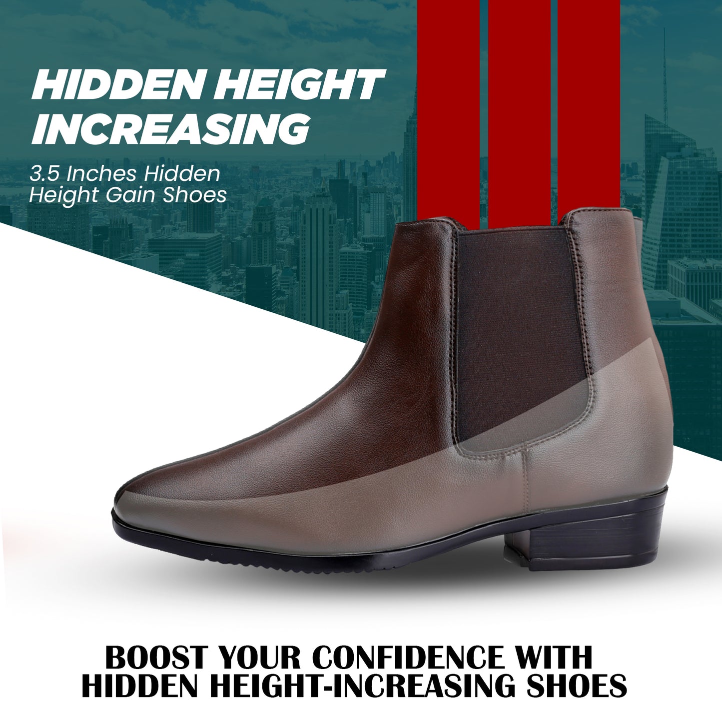 BXXY Elevator Boots for Men Hidden Height Gain upto 3.5 Inch