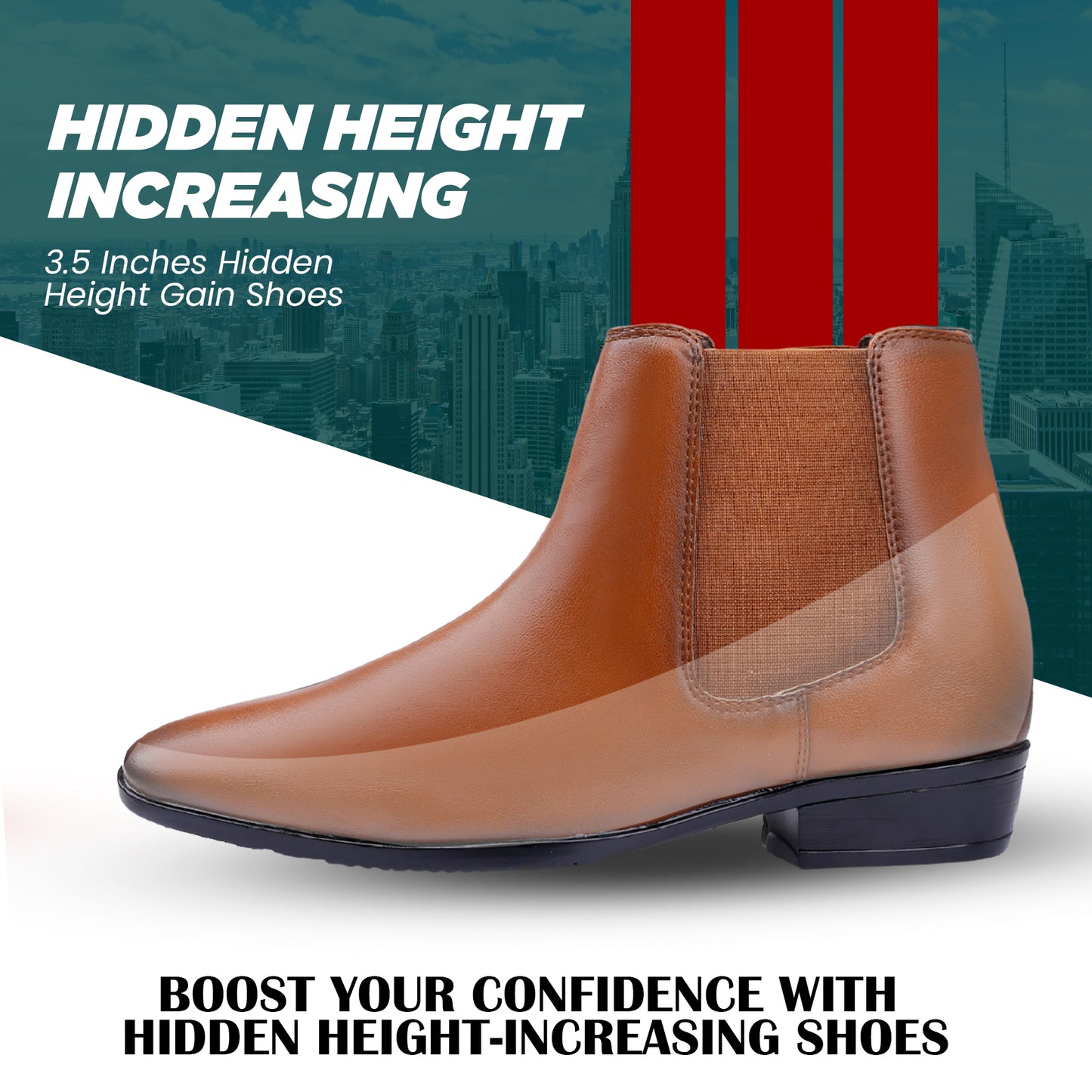 BXXY Elevator Boots for Men Hidden Height Gain upto 3.5 Inch