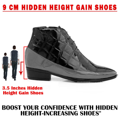 Men's 9 cm Height Boosting Shiny Formal Lace-Up Shoes