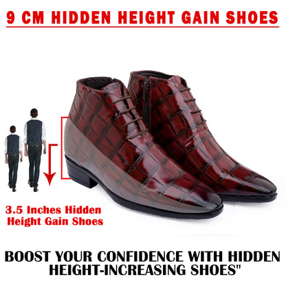 Men's 9 cm Height Boosting Shiny Formal Lace-Up Shoes