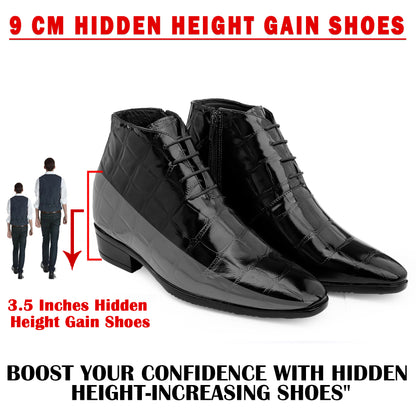 Men's 9 cm Height Boosting Shiny Formal Lace-Up Shoes