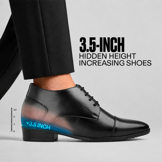 Men's Elevator Dress Shoes – 3.5 Inch (9CM) Height Increase - Black
