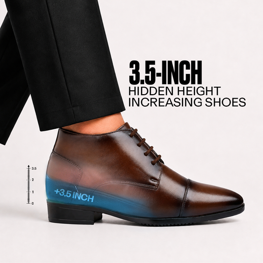 Men's Elevator Dress Shoes – 3.5 Inch (9CM) Height Increase - Brown