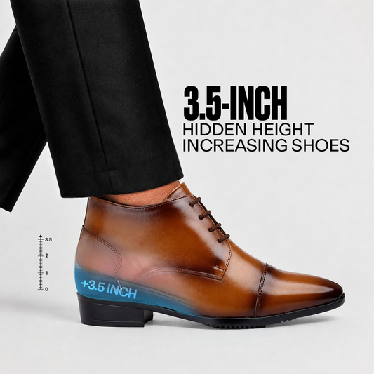 Men's Elevator Dress Shoes – 3.5 Inch (9CM) Height Increase - Tan